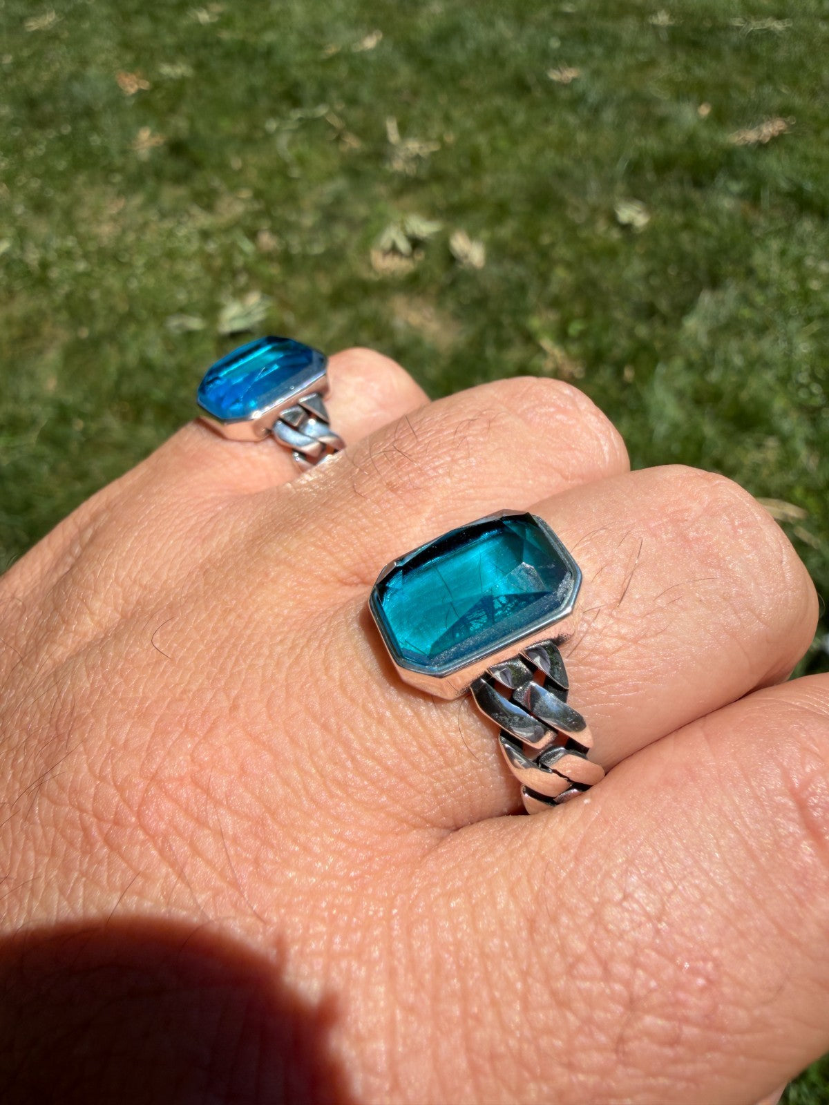 Havana Cuban Ring - 925 Silver - Lab Aquamarine Stone