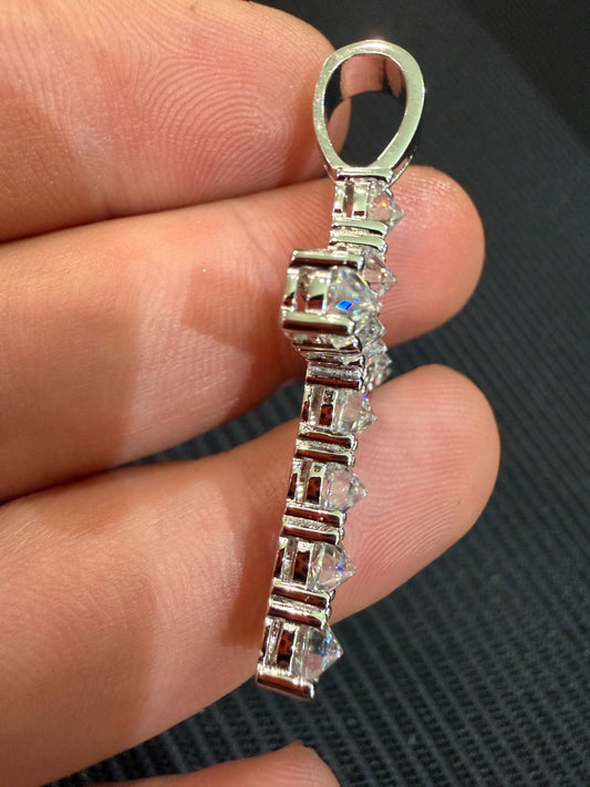 MOISSANITE Upside Down Setting Tennis Cross - 925 Silver - 3 Sizes 1"-1.75"