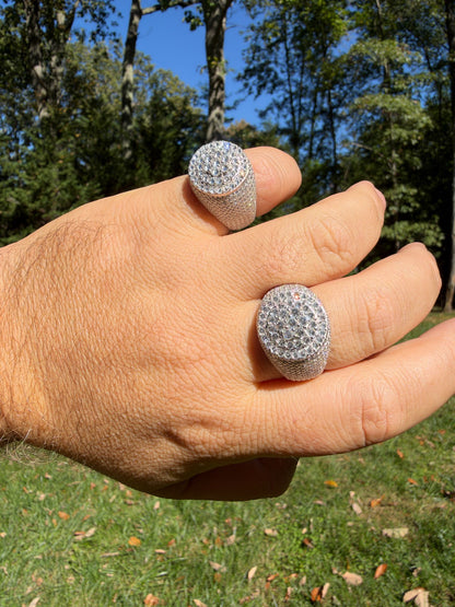 MOISSANITE Upside Down Reverse Set Cluster Iced Out Pinky Ring - 925 Silver