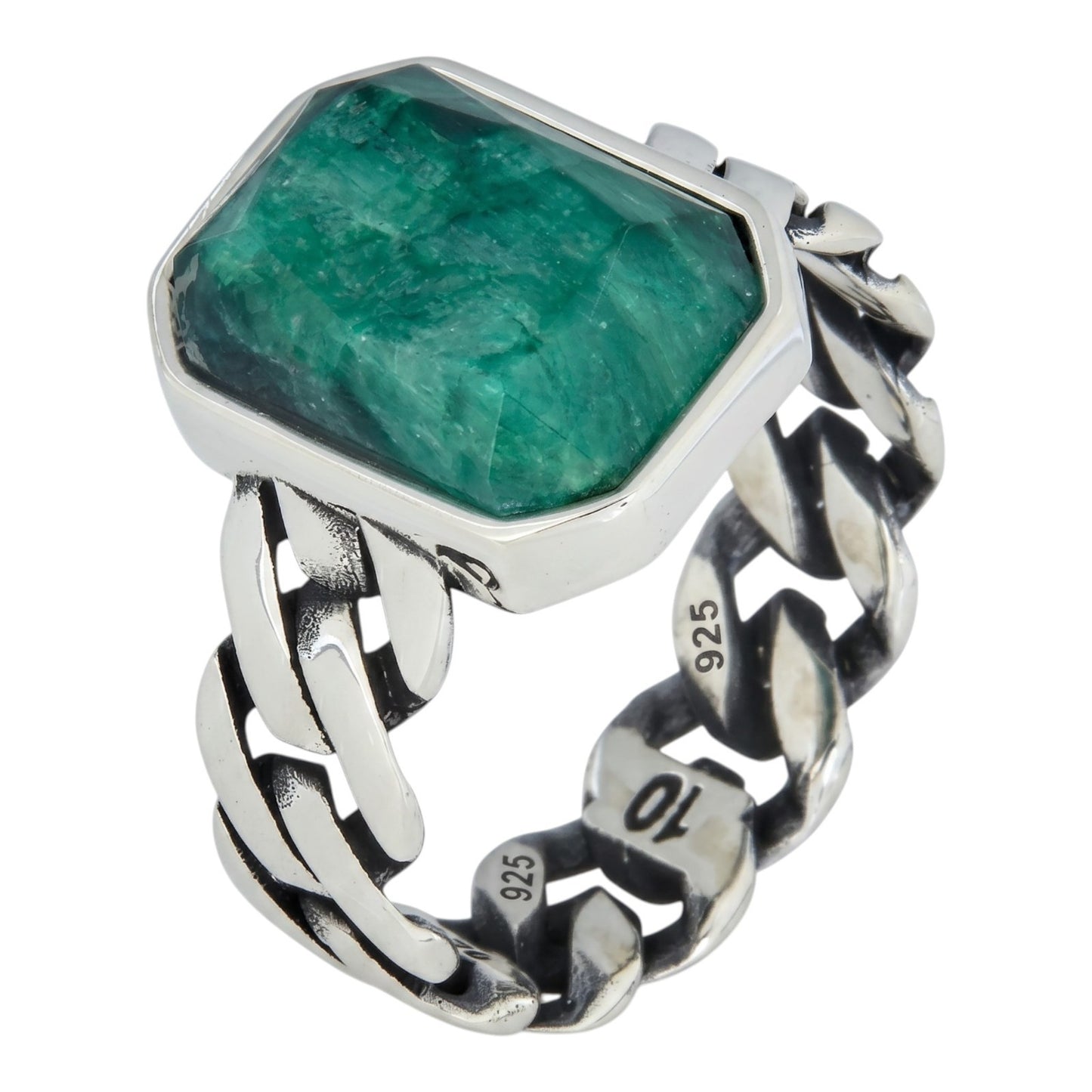 Havana Cuban Ring - 925 Silver - Genuine Green Emerald Stone