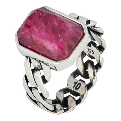 Havana Cuban Ring - 925 Silver - Genuine Red Ruby Stone