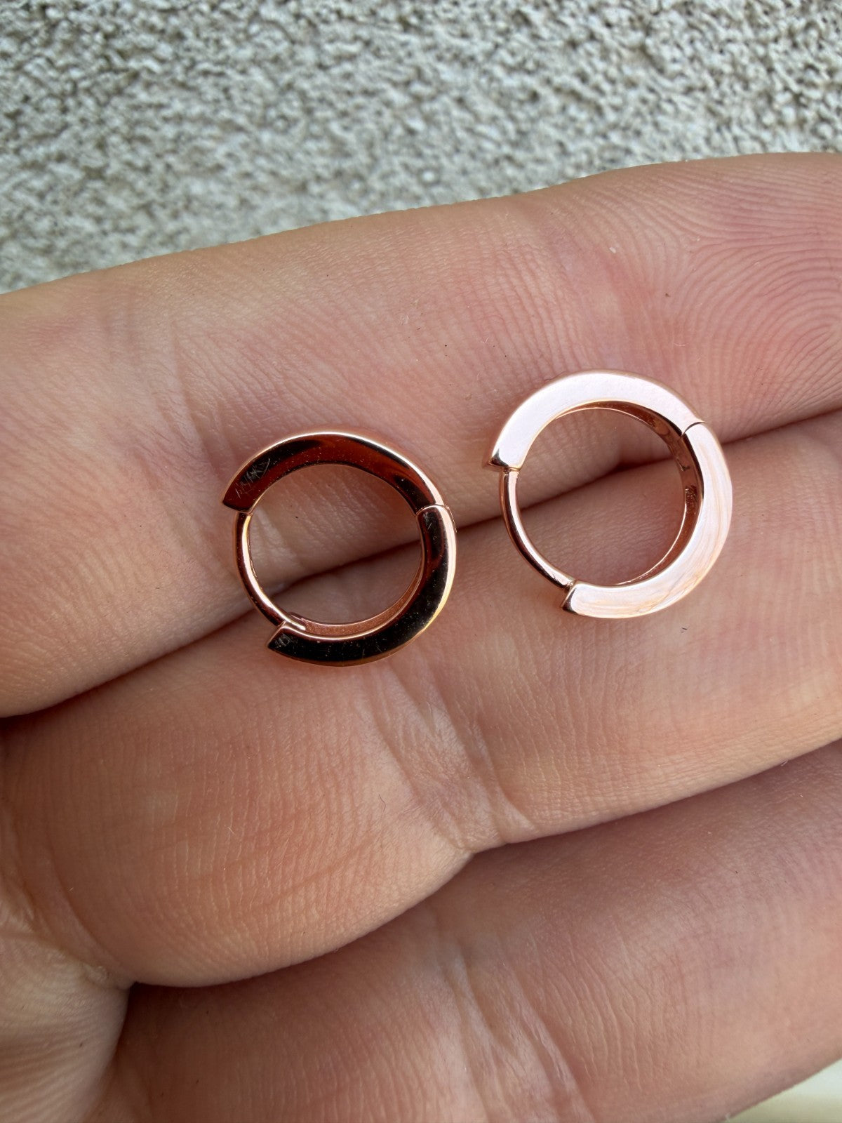 Plain Small Huggie Hoop Earrings - 14k Rose Gold Vermeil 925 Silver - 12.5mm