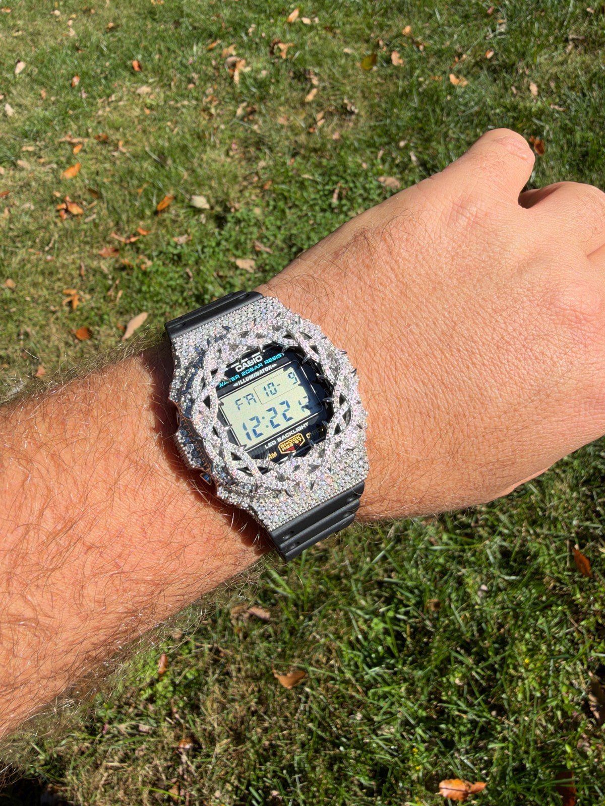 MOISSANITE Real 925 Silver Iced Casio G Shock DW-5600UE Crown of Thorns Watch