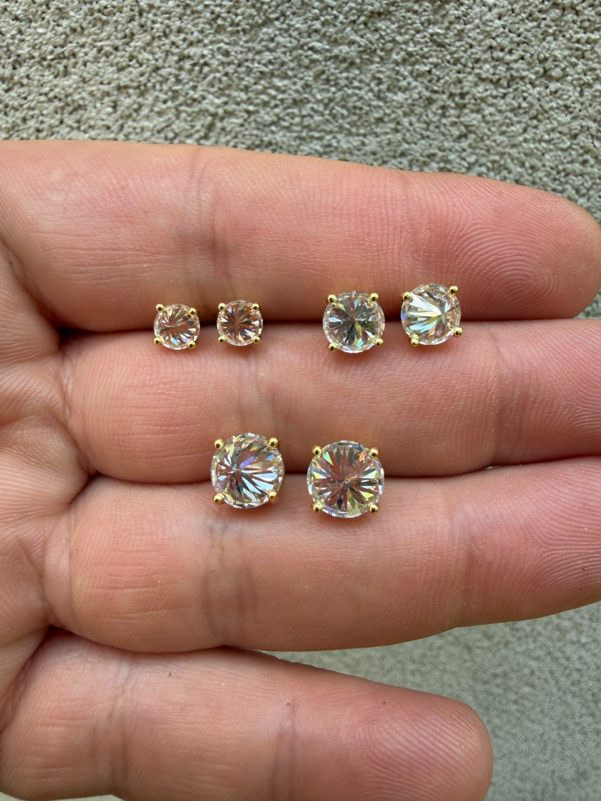 MOISSANITE Upside Down Reverse Set Pushback Stud Earrings - 14k Gold Vermeil 925 Silver - 5mm-8mm - 1-4ct