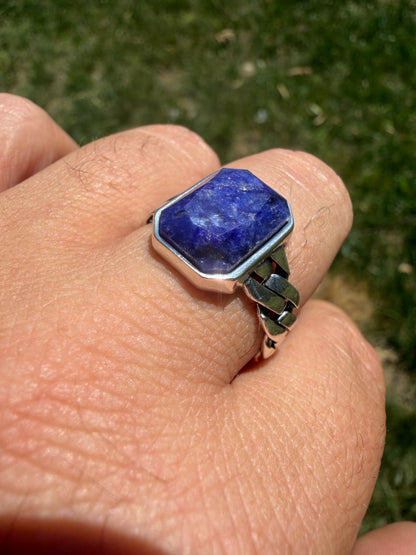 Havana Cuban Ring - 925 Silver - Genuine Blue Sapphire Stone