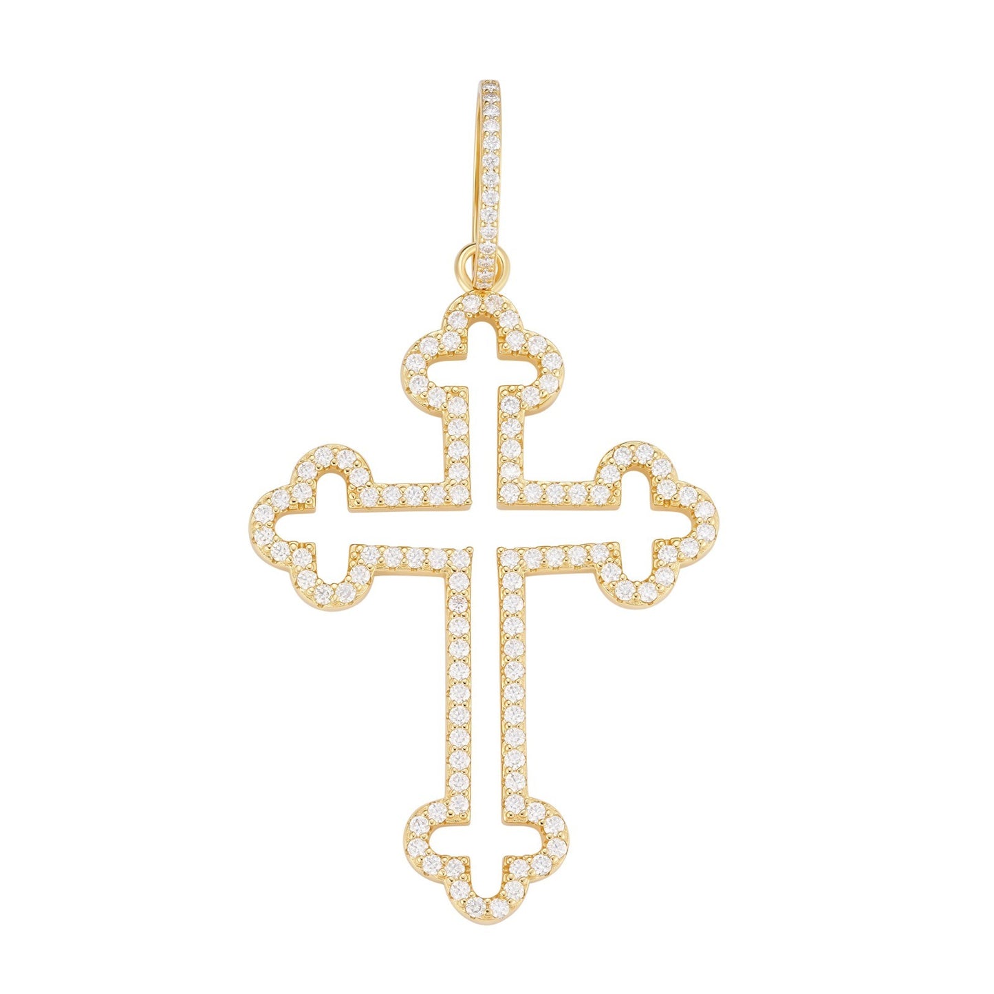 MOISSANITE Gothic Cross Cutout Pendant - 14k Gold Vermeil 925 Silver - 3 Sizes 1.33"-3"