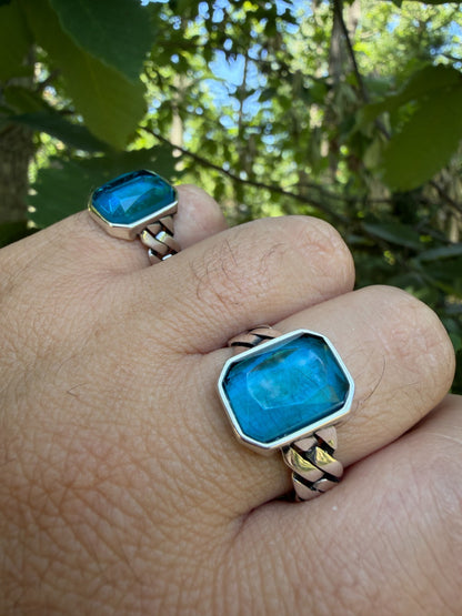 Havana Cuban Ring - 925 Silver - Lab Aquamarine Stone