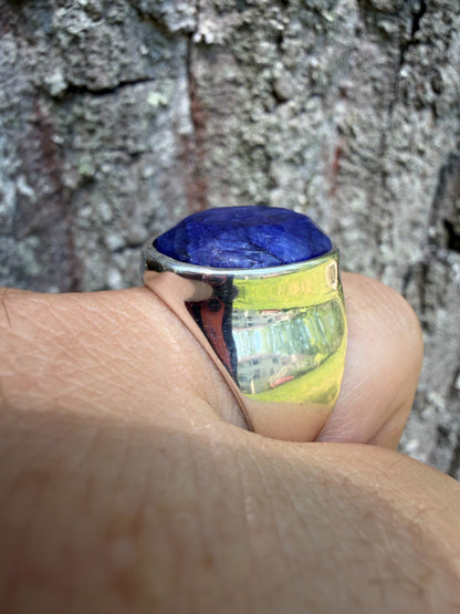 Royal Ocean Ring - 925 Silver - Genuine Blue Sapphire Stone