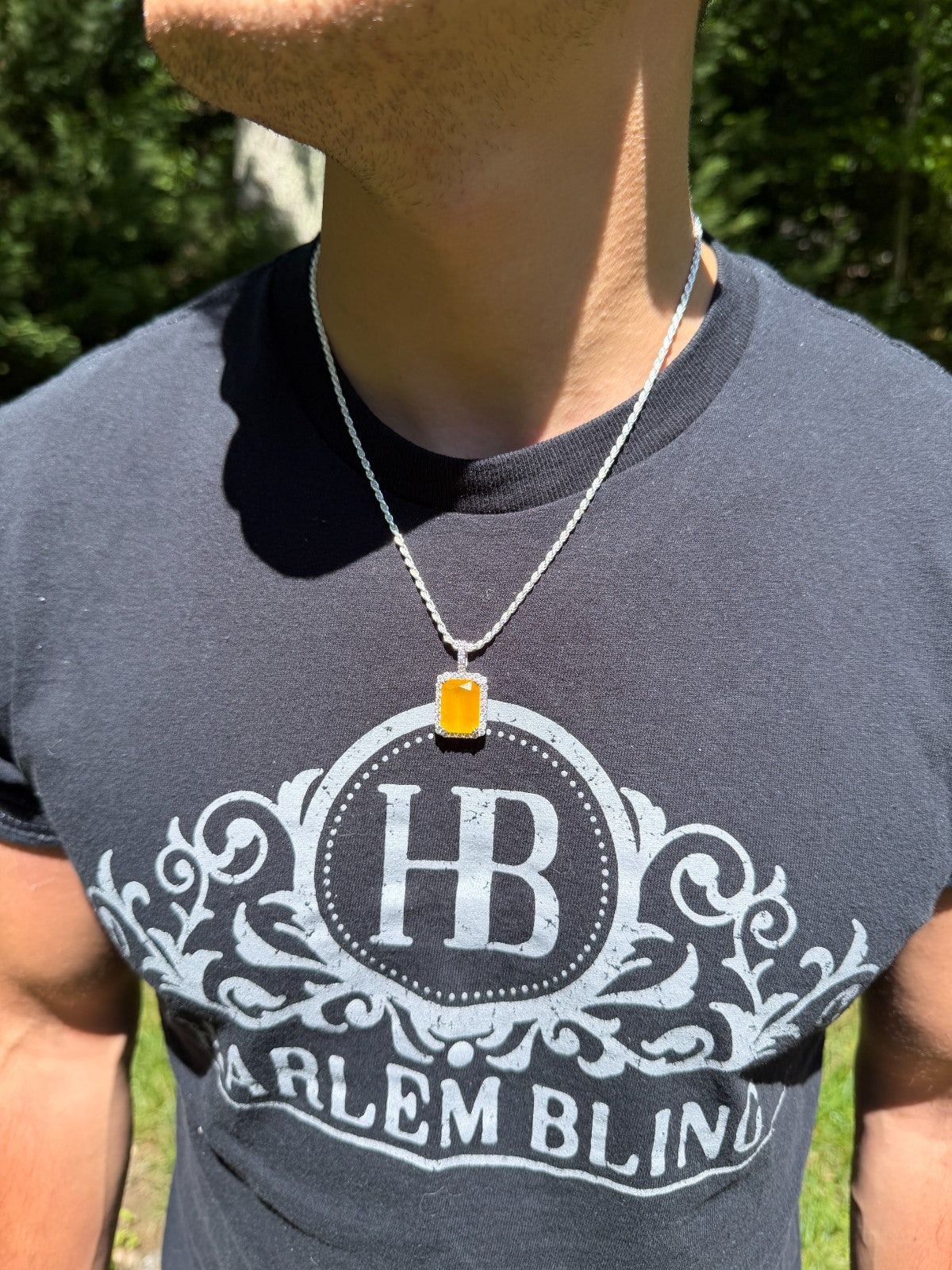 MOISSANITE Royalty Honey Pendant - 925 Silver - Genuine Yellow Sapphire Stone