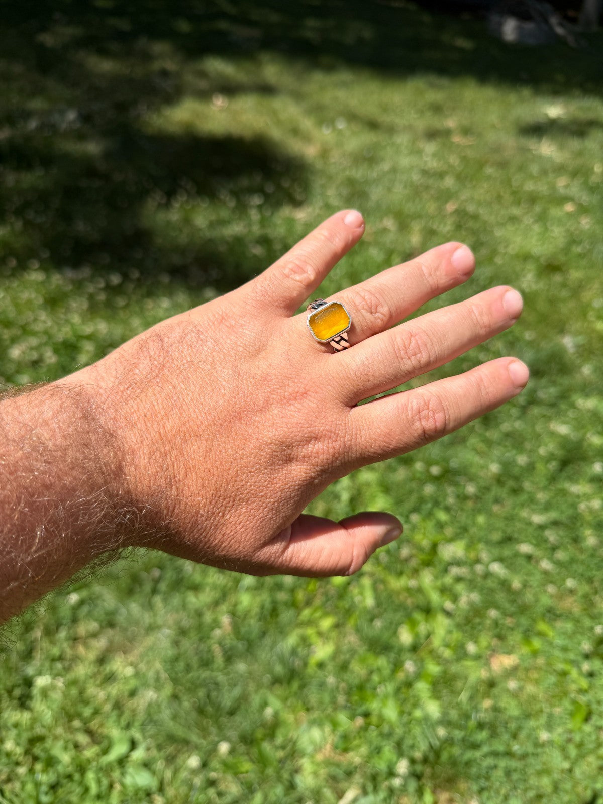 Havana Cuban Ring - 925 Silver - Genuine Yellow Sapphire Stone