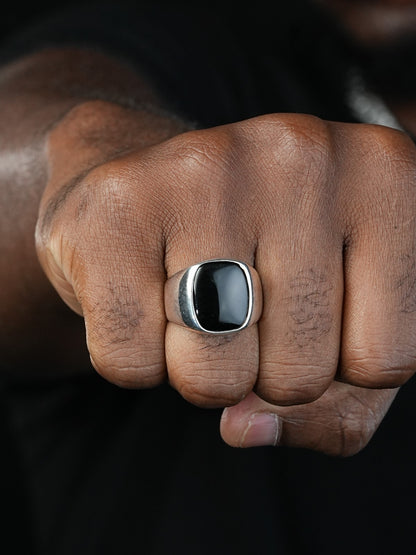 Midnight Don Ring - 925 Silver - Genuine Black Onyx Stone