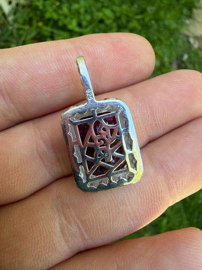 MOISSANITE Royalty Red Ruby Pendant - 925 Silver - Genuine Red Ruby Stone