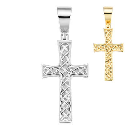 Viking Warrior Celtic Cross Pendant - 14k Gold Vermeil 925 Silver - Medium 1.75"