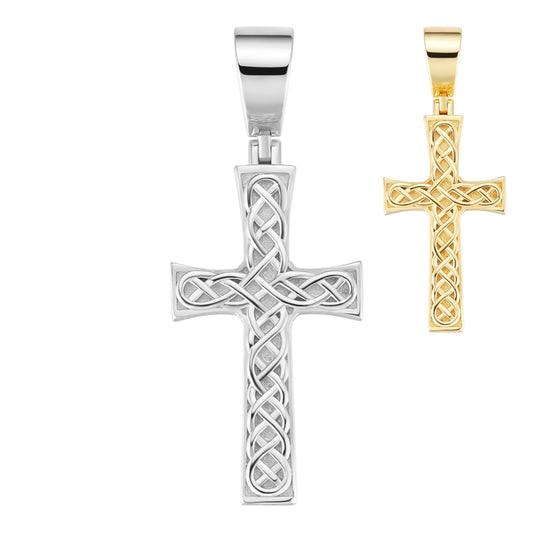 Viking Warrior Celtic Cross Pendant - 14k Gold Vermeil 925 Silver - Medium 1.75"