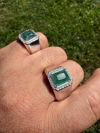MOISSANITE Cardinal Crown Ring - 925 Silver - Genuine Green Emerald Stone