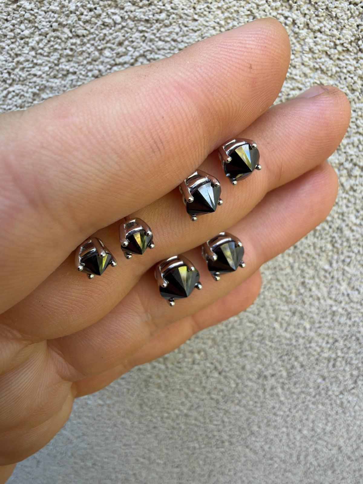 Black MOISSANITE Upside Down Reverse Set Stud Earrings - 925 Silver - 5mm-8mm - 1-4ct