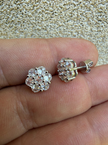 MOISSANITE Upside Down Reverse Set Cluster Iced Out Honeycomb Set Earrings - 925 Silver - 6mm -11mmm