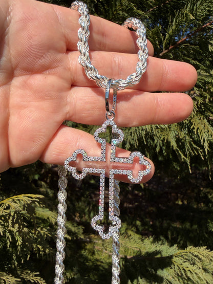 MOISSANITE Gothic Cross Cutout Pendant - 925 Silver - 3 Sizes 1.33"-3"