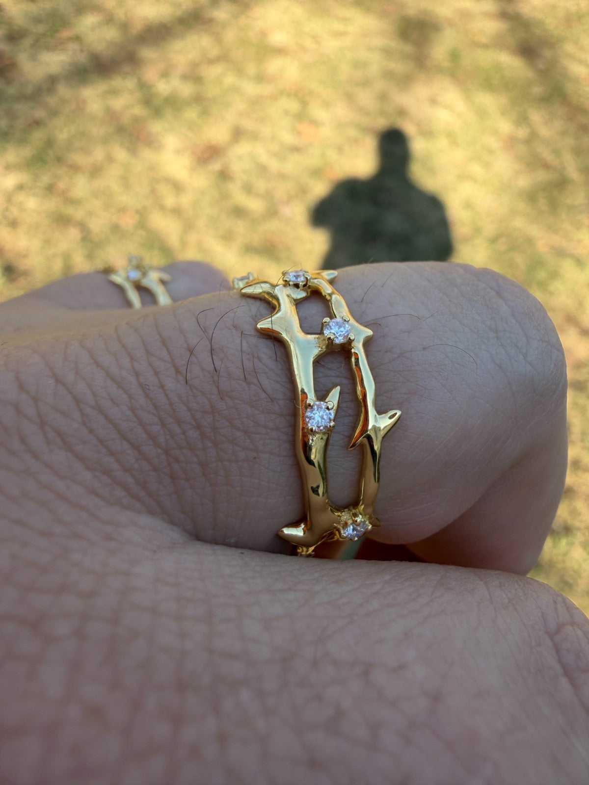 MOISSANITE Crown Of Thorns Eternity Band Ring - 14k Gold Vermeil 925 Silver