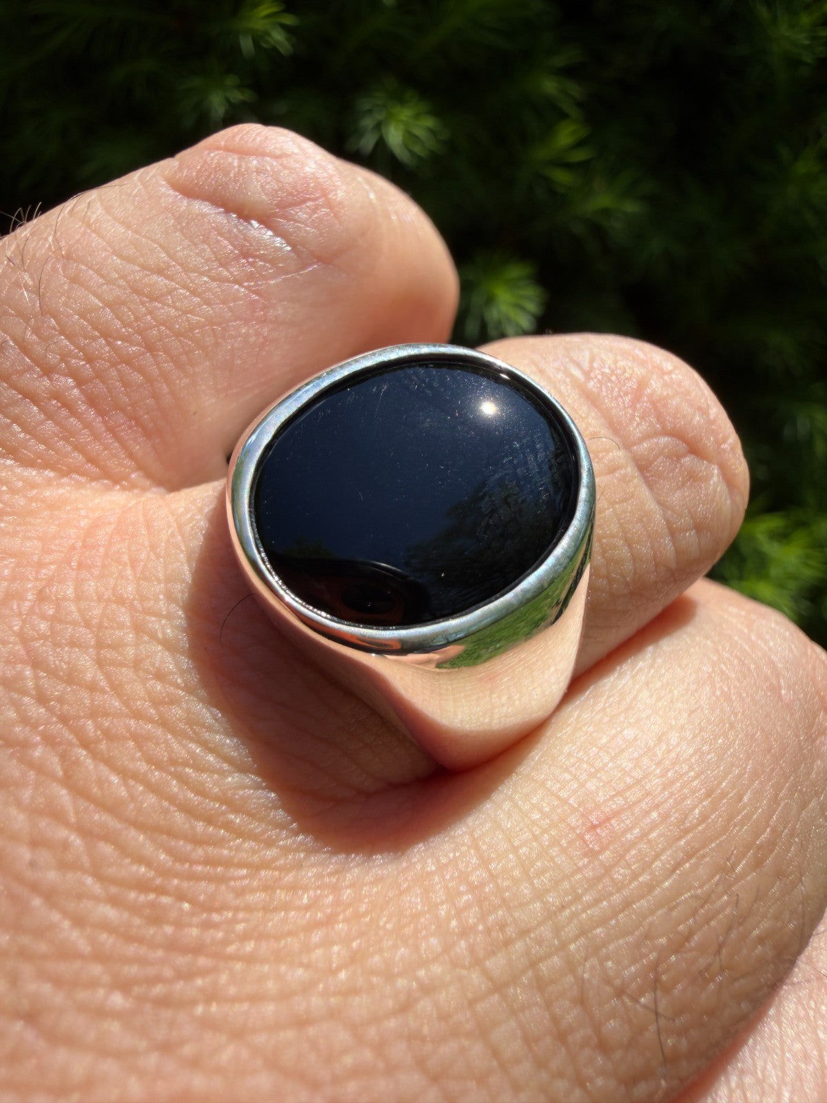 Shadow Boss Ring - 925 Silver - Genuine Black Onyx Stone