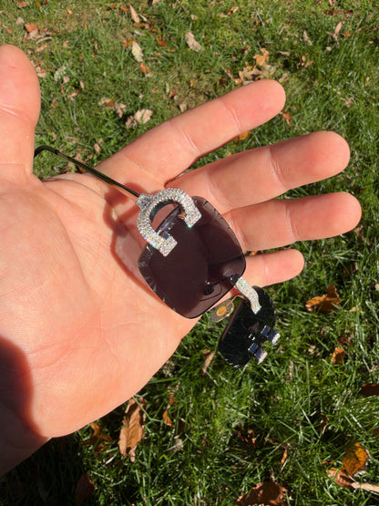 MOISSANITE Baguette Custom Iced Out Sunglasses - 925 Silver Buffs - Black