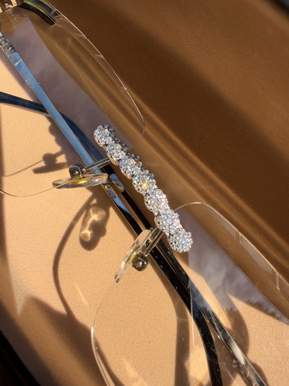 MOISSANITE Cluster Custom Iced Out Sunglasses - 925 Silver Buffs - Clear