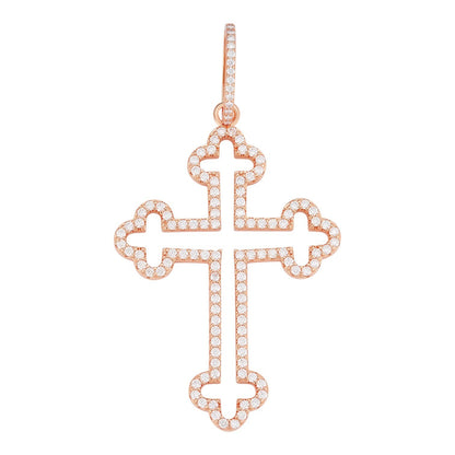 MOISSANITE Gothic Cross Cutout Pendant - 14k Rose Gold Vermeil 925 Silver - 3 Sizes 1.33"-3"