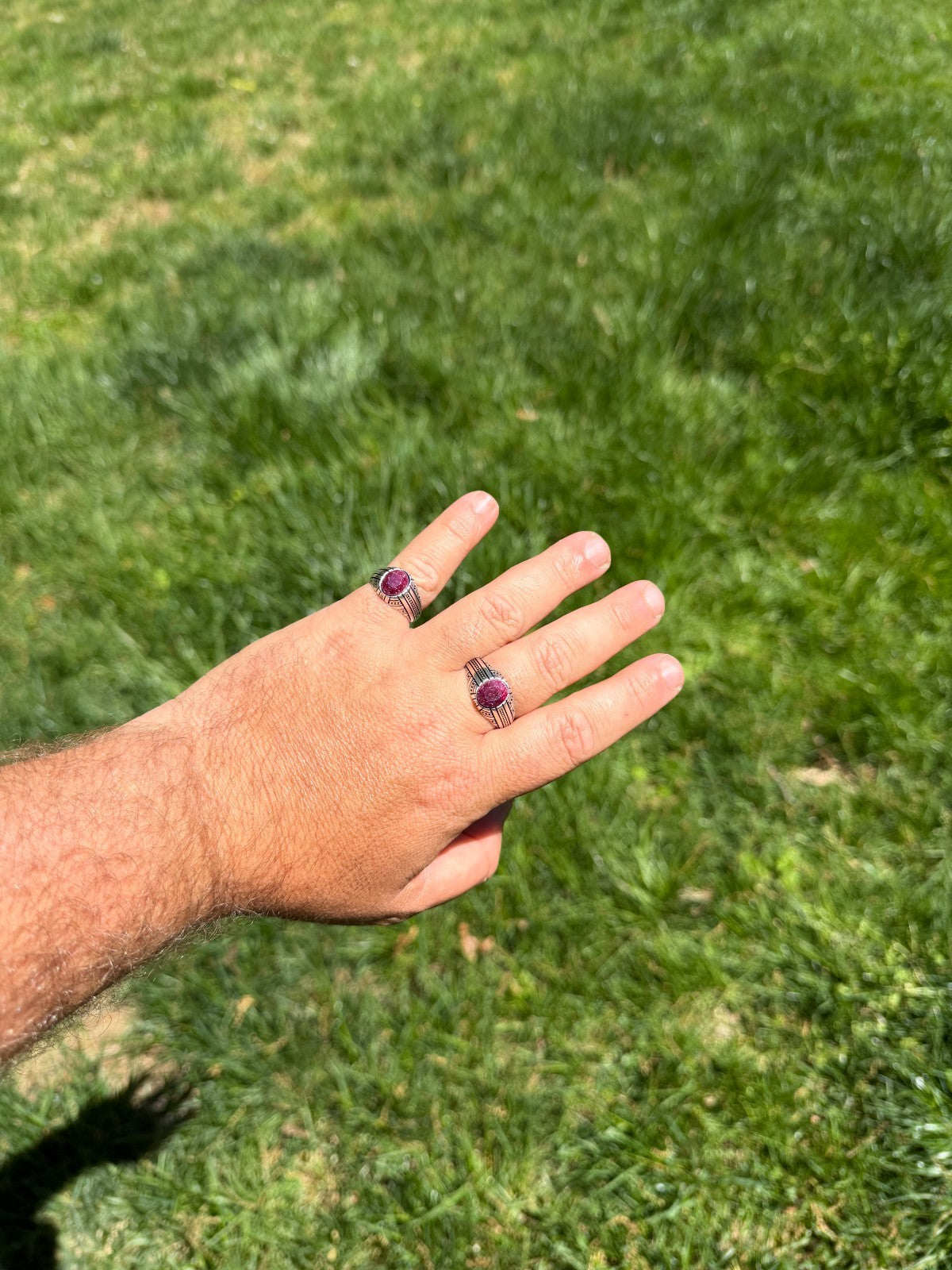 Navajo Tribe Ring - 925 Silver Oxidized - Genuine Red Ruby Stone