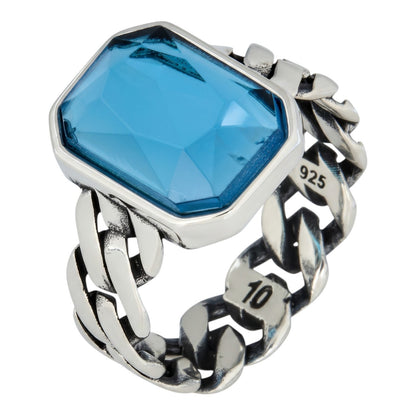 Havana Cuban Ring - 925 Silver - Lab Aquamarine Stone