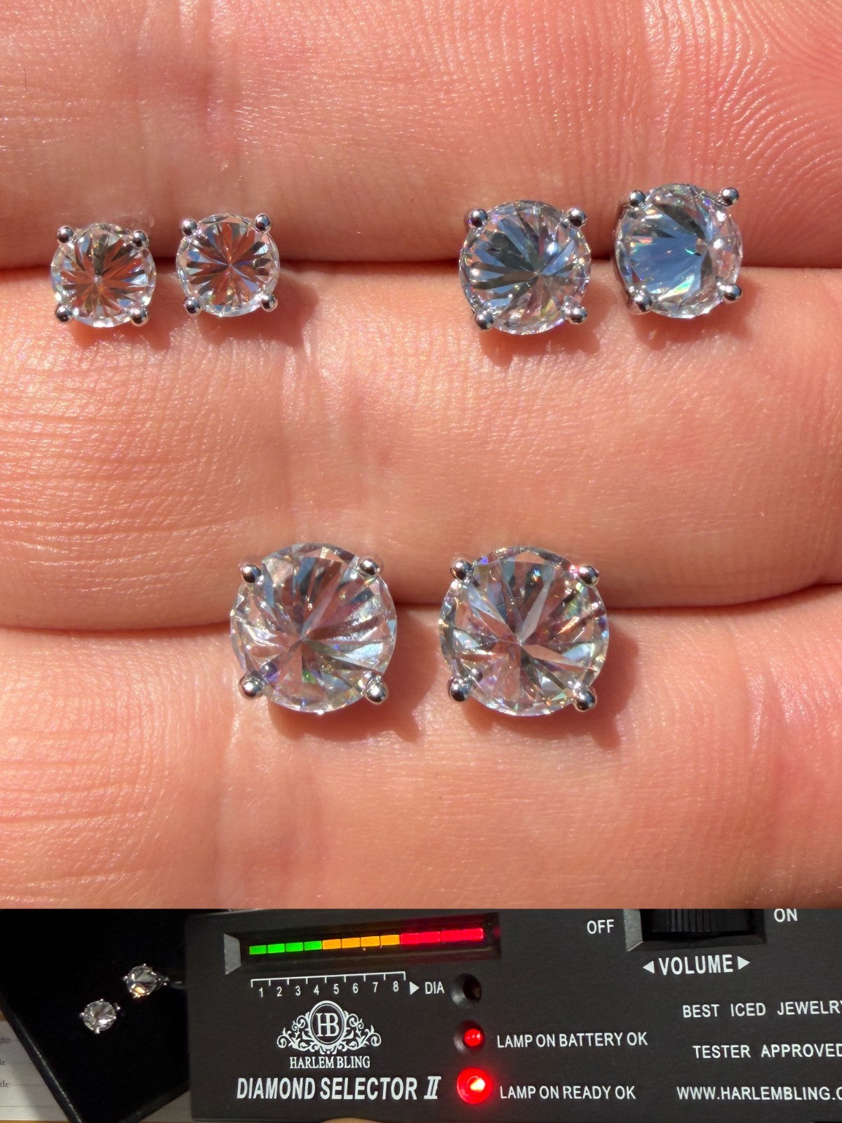 MOISSANITE Upside Down Reverse Set Pushback Stud Earrings - 925 Silver - 5mm-8mm - 1-4ct
