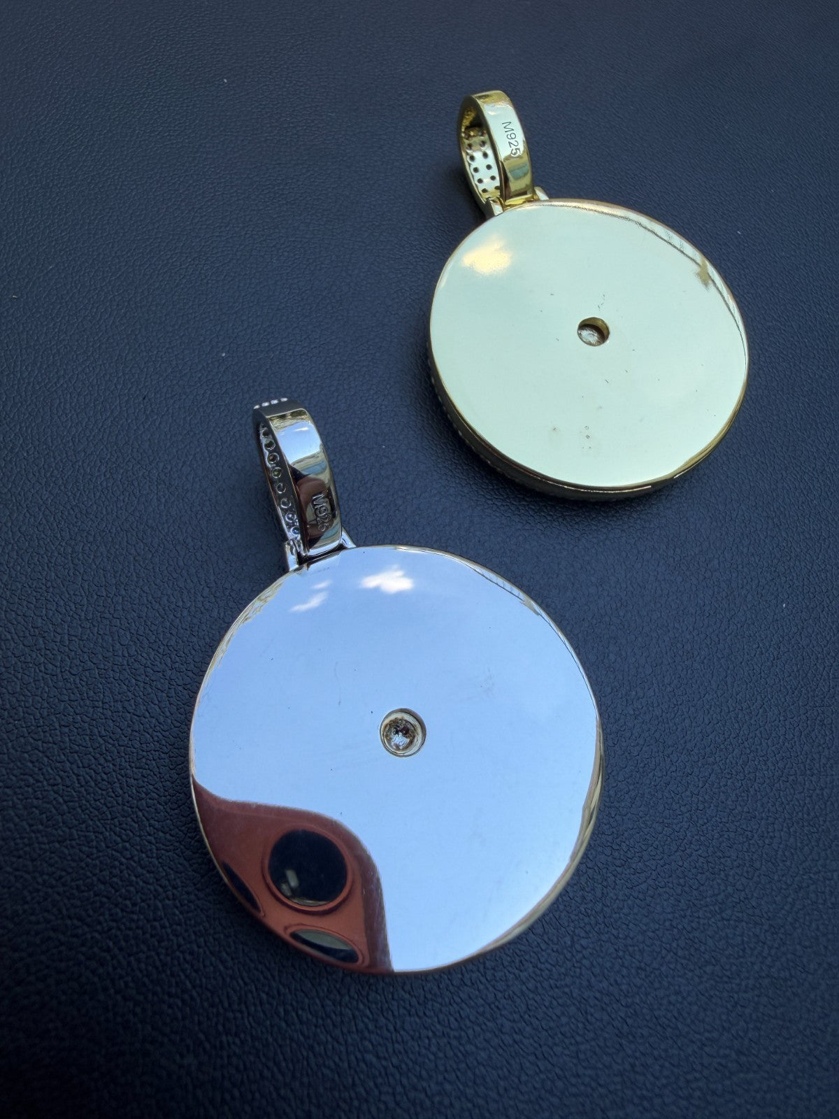 MOISSANITE Round Spinner Pendant - 14k Yellow Gold Vermeil Or 925 Silver - Medium 1.75"