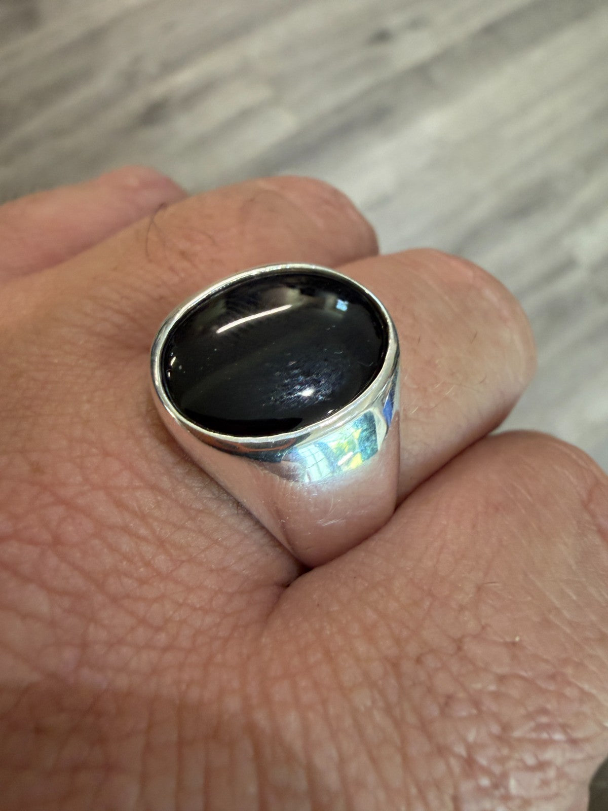 Shadow Boss Ring - 925 Silver - Genuine Black Onyx Stone