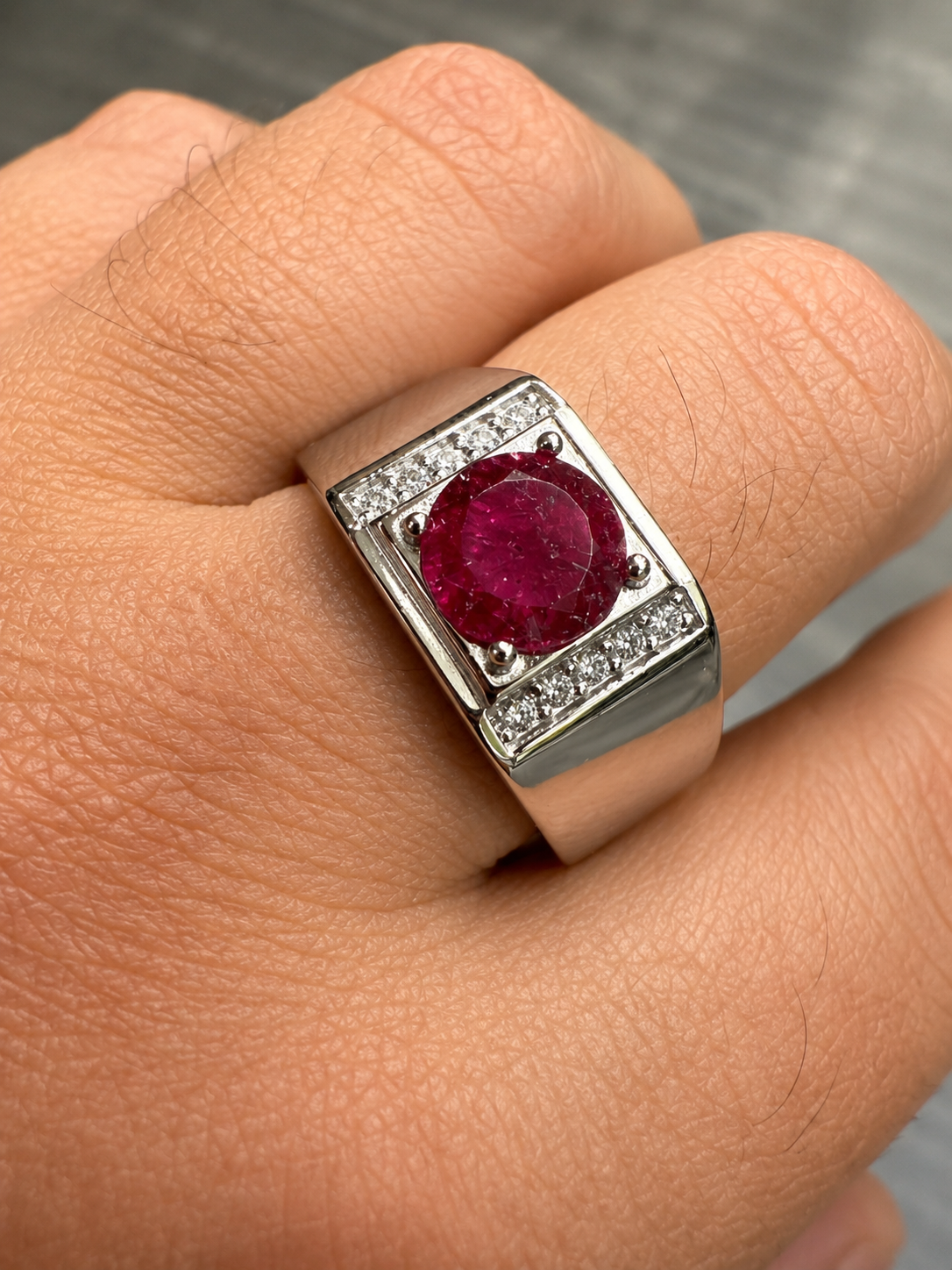 MOISSANITE Monarch Ring - 925 Silver - Genuine Red Ruby Stone