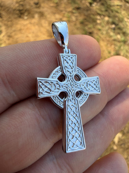 Handmade Viking Celtic Cross Pendant - 14k Gold Vermeil 925 Silver - Medium 1.75"