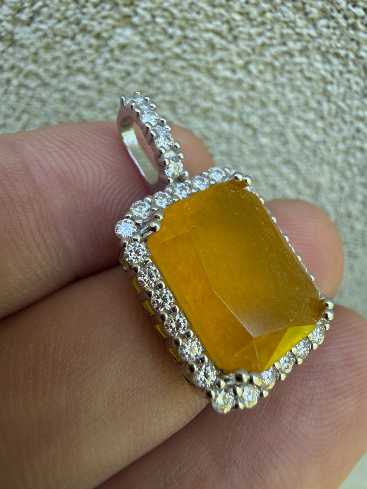 MOISSANITE Royalty Honey Pendant - 925 Silver - Genuine Yellow Sapphire Stone