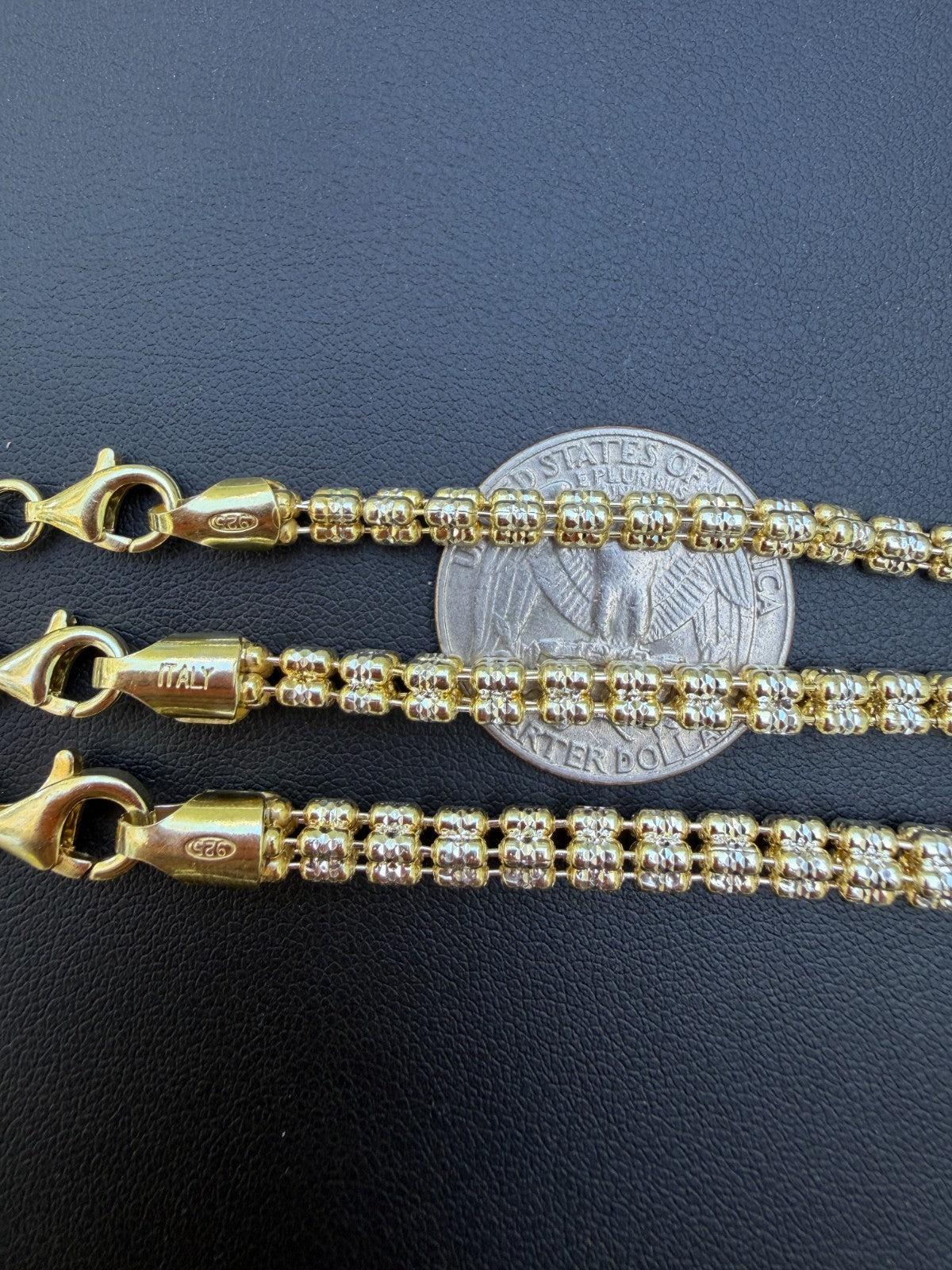 Ice Link Chain Necklace - 14k Gold Vermeil 925 Sterling Silver - 16"-30" - 4mm-5mm