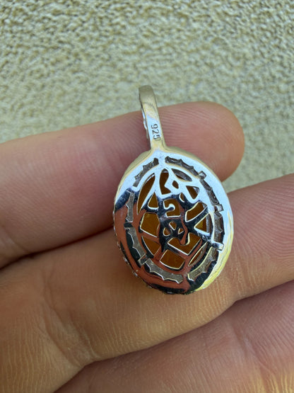 MOISSANITE Royalty Honey Pendant - 925 Silver - Oval Genuine Yellow Sapphire Stone
