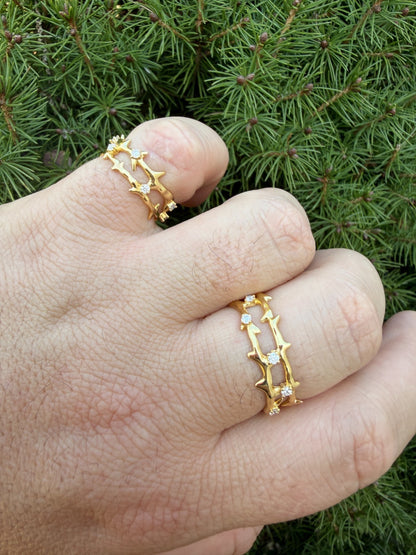 MOISSANITE Crown Of Thorns Eternity Band Ring - 14k Gold Vermeil 925 Silver