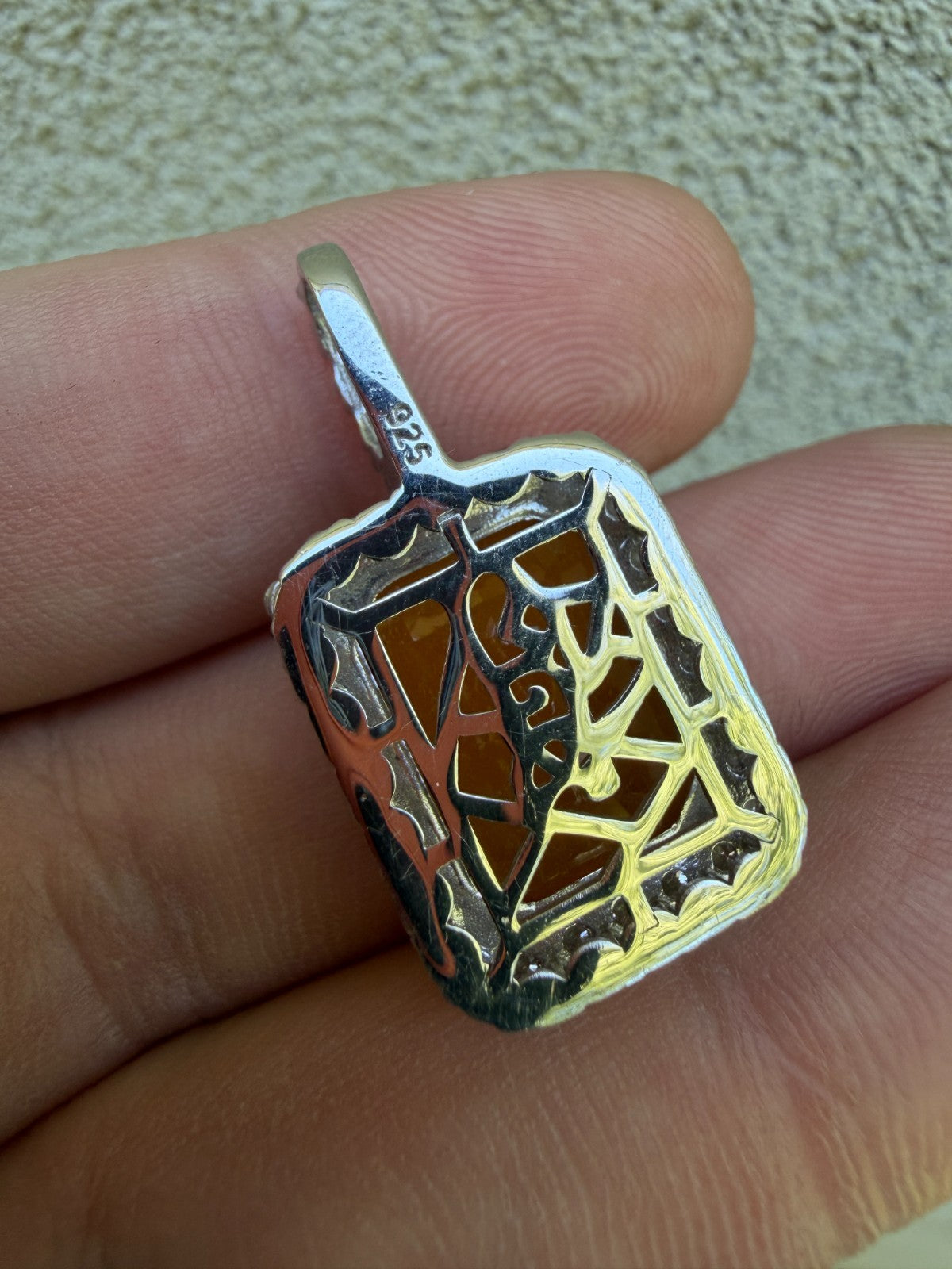 MOISSANITE Royalty Honey Pendant - 925 Silver - Genuine Yellow Sapphire Stone