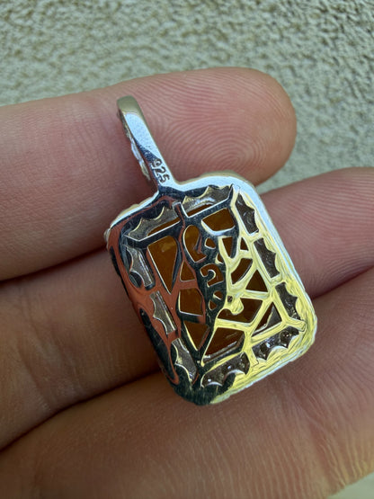 MOISSANITE Royalty Honey Pendant - 925 Silver - Genuine Yellow Sapphire Stone