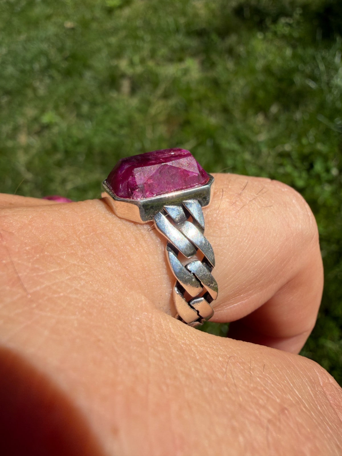 Havana Cuban Ring - 925 Silver - Genuine Red Ruby Stone