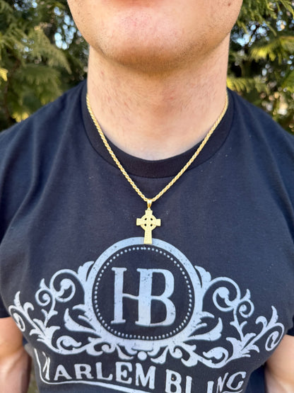 Handmade Viking Celtic Cross Pendant - 14k Gold Vermeil 925 Silver - Medium 1.75"