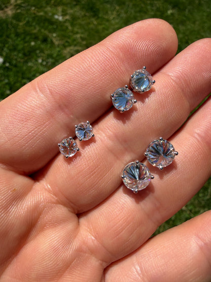 MOISSANITE Upside Down Reverse Set Pushback Stud Earrings - 925 Silver - 5mm-8mm - 1-4ct