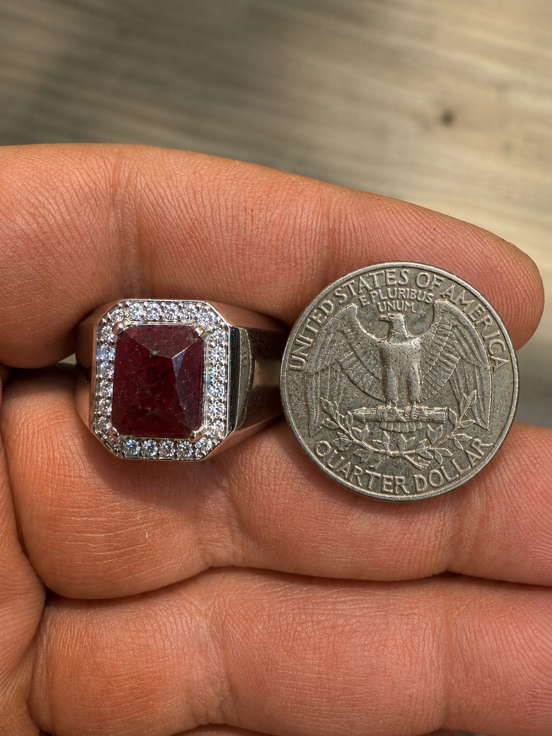 MOISSANITE Cardinal Crown Ring - 925 Silver - Genuine Red Ruby Stone
