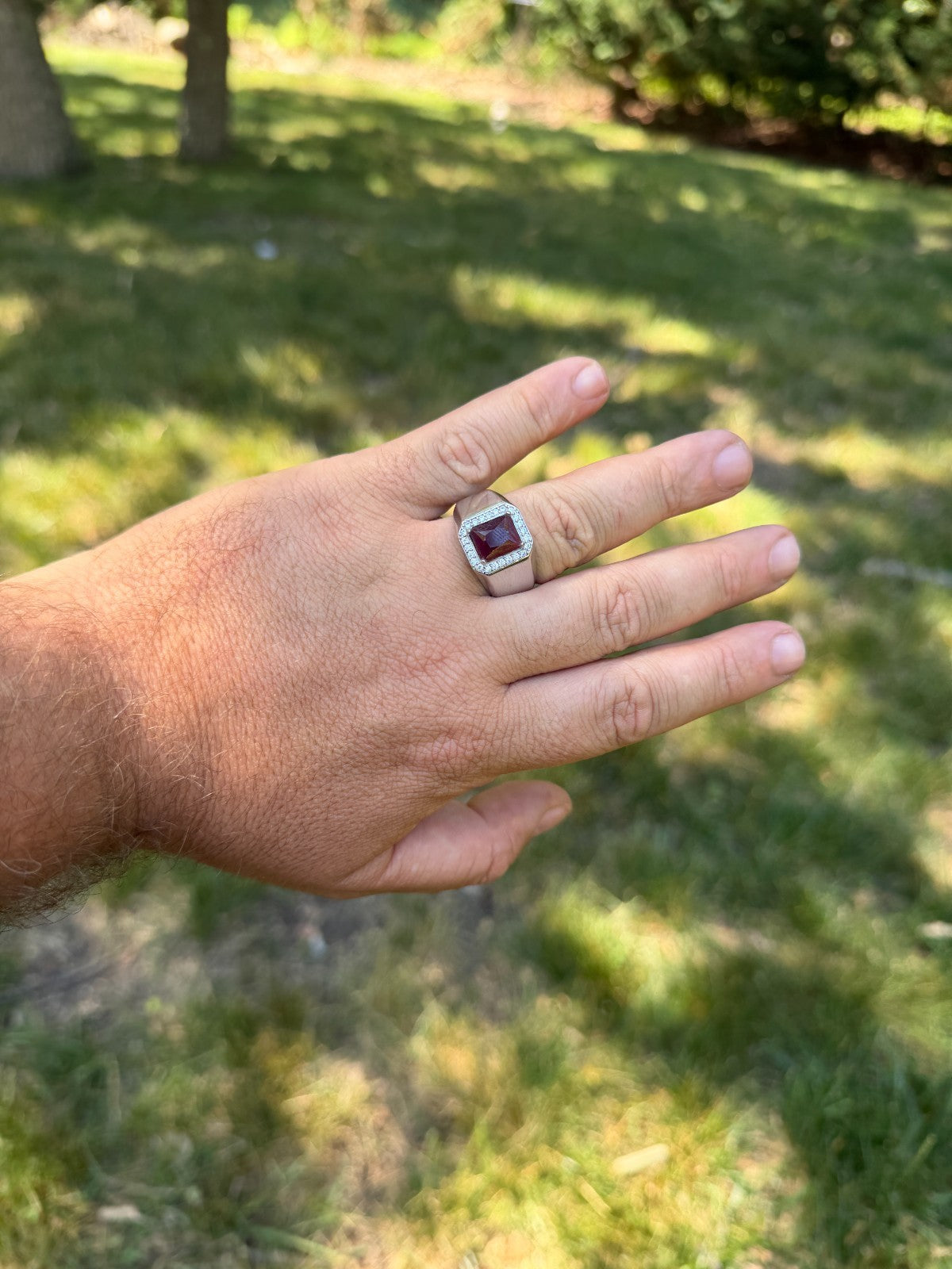 MOISSANITE Cardinal Crown Ring - 925 Silver - Genuine Red Ruby Stone