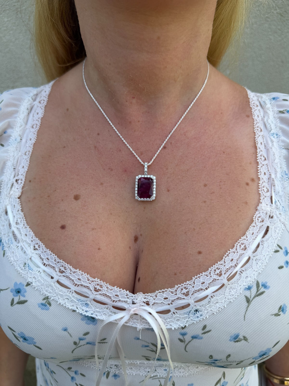 MOISSANITE Royalty Red Ruby Pendant - 925 Silver - Genuine Red Ruby Stone