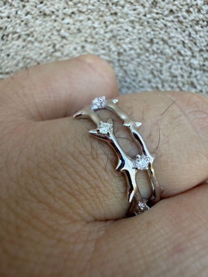 MOISSANITE Crown Of Thorns Eternity Band Ring - 925 Silver