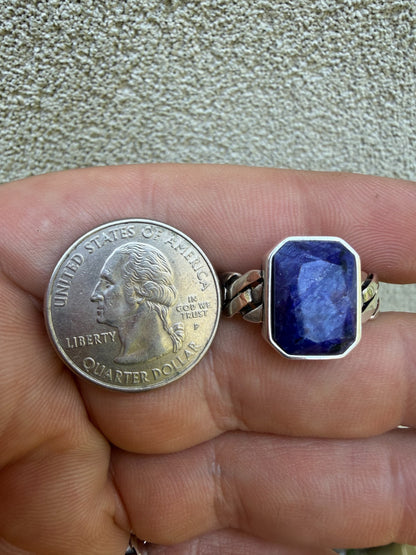 Havana Cuban Ring - 925 Silver - Genuine Blue Sapphire Stone