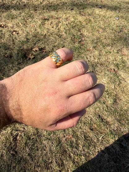 Classic 11.5mm Prong Miami Cuban Eternity Band Ring - 14k Gold Vermeil 925 Silver - Plain