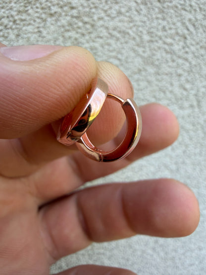 Plain Small Huggie Hoop Earrings - 14k Rose Gold Vermeil 925 Silver - 12.5mm